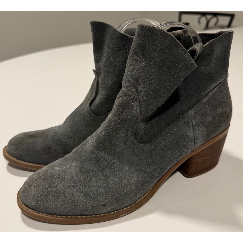 Carlos by Carlos Santana Leighton Grey Suede Western Ankle Boots Womens 8M